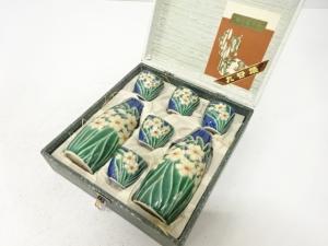 作家物　九谷焼　色絵　花　酒器揃